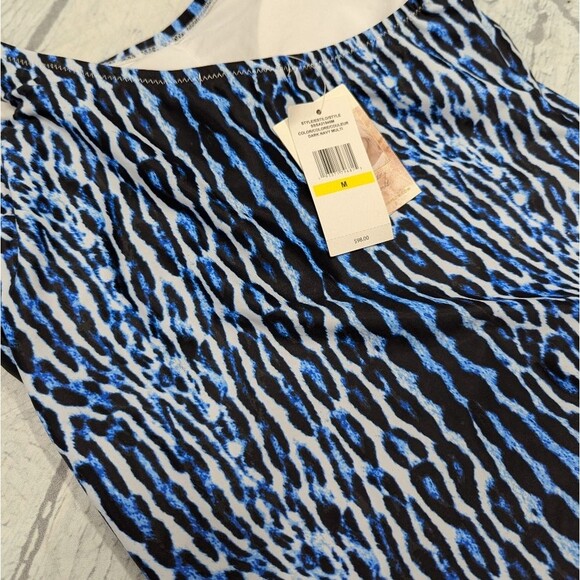 Jessica Simpson NWT Medium Blue Animal Print One Shoulder Piece Swimsuit - Picture 4 of 6
